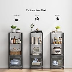 TUTOTAK 4 Tier Bookcase and Bookshelf, Narrow Book