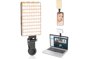 TONEOF 80 LED Portable Selfie Light,Rechargeable Phone Light with Clip,3 Light Modes 2000mAh Video Fill Light,Lighting for Video Recording, Makeup,Live Streaming,Vlog,Tablet/Laptop (Black, 80 LED)