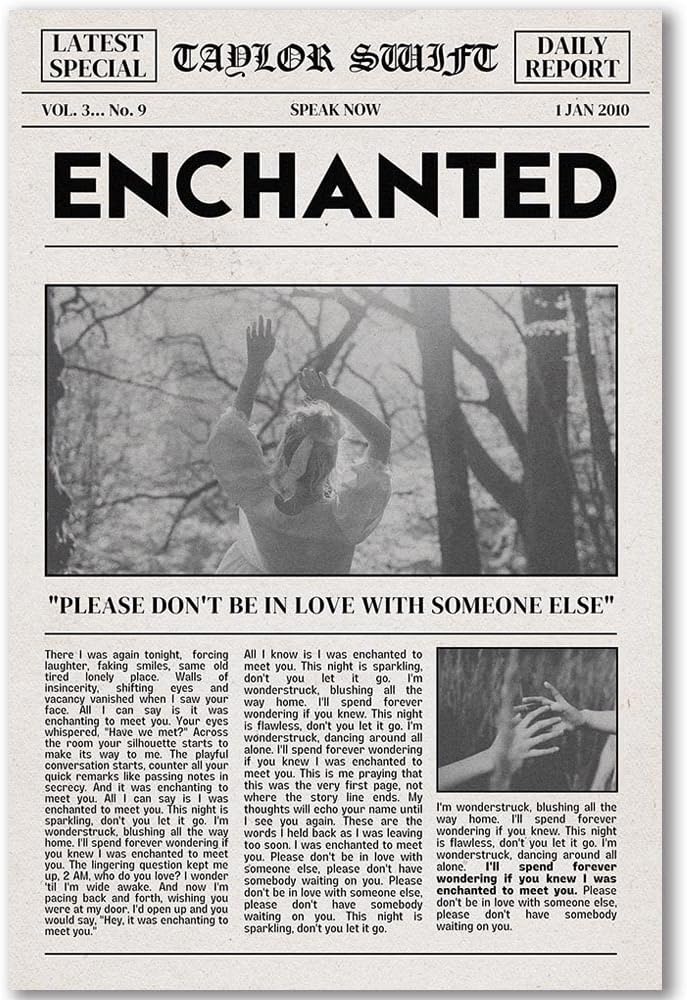 Wall Décor - Vintage Newspaper Style Swift Poster Canvas Wall Art Music Album Posters for Room Aesthetic Song Lyric Print Wall Decor for Living Room Bedroom (12x18in Unframed,D)