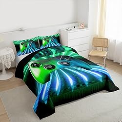 Erosebridal Green Blue Gamepad Comforter Set, Game