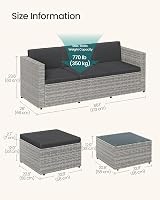 SONGMICS Garden Furniture Set PE Rattan Patio Corner Sofa with Cushions Grey view 5