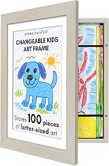 Americanflat Front Loading Kids Art Frame Light Wood 8.5x11 with Mat