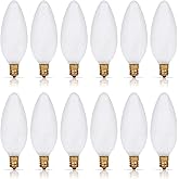 Simba Lighting Candelabra Torpedo Frosted B10 40W E12 Base (12 Pack) Decorative Incandescent Light Bulbs 120V for Chandeliers