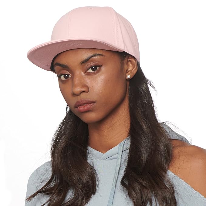 Cacuss Solid Cotton Flat Bill Brim Baseball Hat With Adjustable