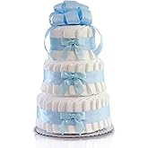 Classic Pastel Baby Shower Diaper Cake (3 Tier, Blue)