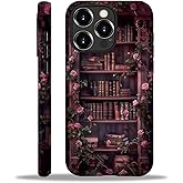 Flivro Magnetic Case for iPhone 16 Pro Max,Compatible with Magsafe,PC Hard Shell & Silicone Inner Bumper,Shockproof Full-Body Cover Slim Design for iPhone 16 Pro Max Case - Floral Bookish Dark