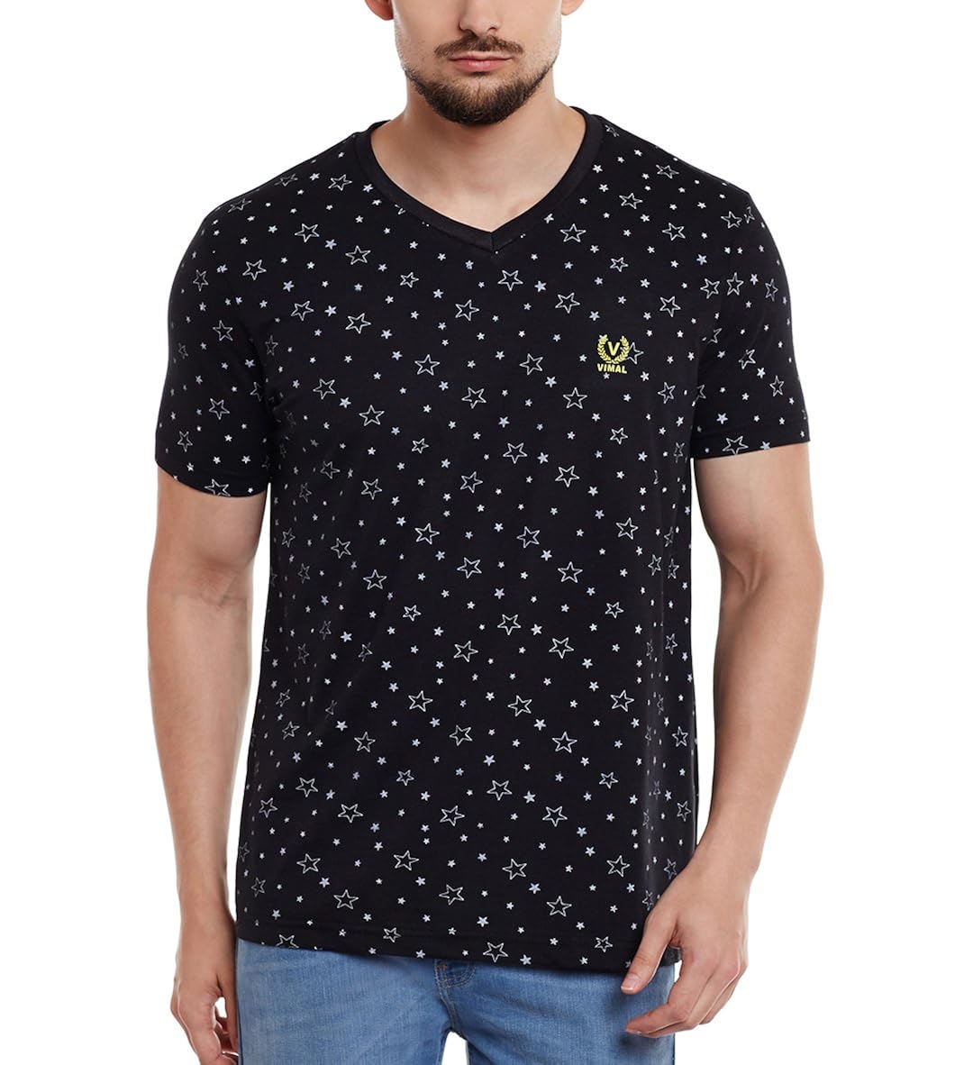 vimal men's printed v neck cotton t-shirt