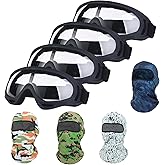 LJDJ Motorcycle Goggles - Set of 4 - Dirt Bike ATV Motocross Tactical Combat Military Glasses with Balaclava Mask UV Protection Summer Cooling Neck Gaiter for Men Women