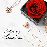 ADAZ Preserved Real Rose Gift Box with I Love You Necklace for Her view 7