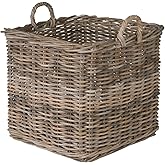 KOUBOO Large Square Rattan Basket, Handmade, Living Room, Blankets, Toy Bin, Extra Storage, Decorative Storage, Laundry Baske