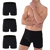 AIRCUTE Washable Absorbency Urinary Incontinence Underwear for Men Boxer Briefs for Bladder Leaks 60 ML 3 Pack (Medium, 3 Black)