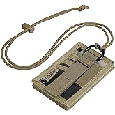 OneTigris Tactical ID Card Holder Hook & Loop Patch Badge Holder Neck Lanyard Key Ring and Credit Card Organizer