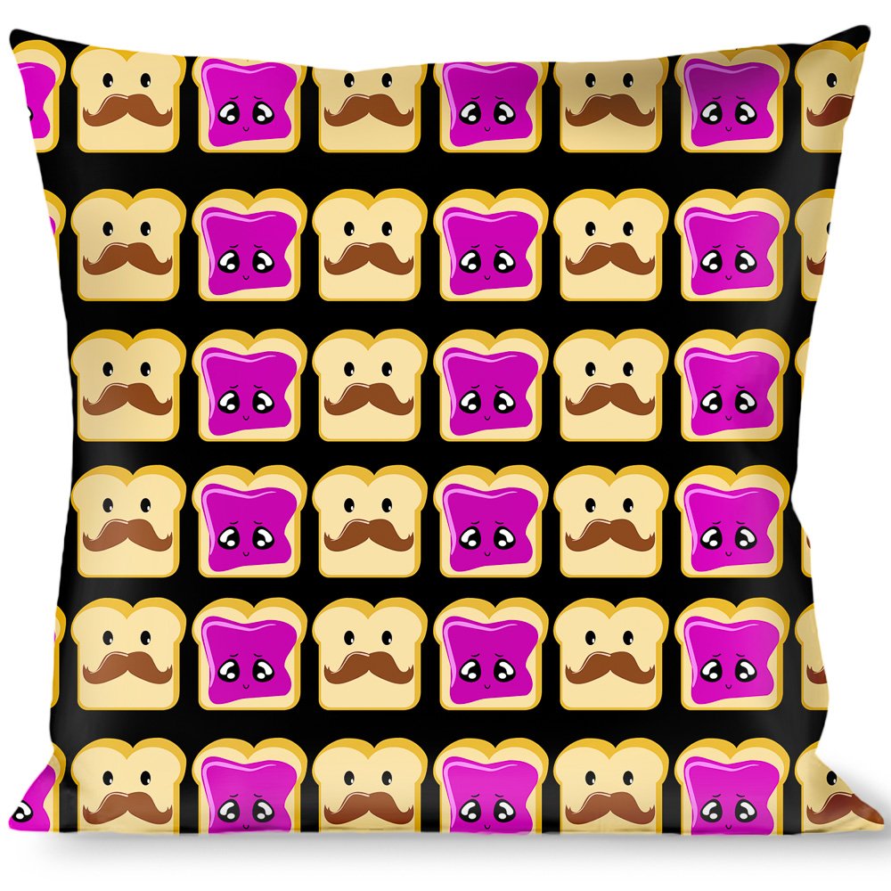 Buckle Down Throw Pillow Peanut Butter W Mustache Jelly Peanut