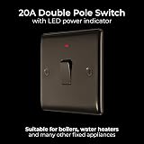BG Electrical Nexus Metal 20A Double Pole Wall Switch LED Indicator Black view 4