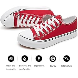 FRACORA Womens White Black Canvas Sneakers Low Top