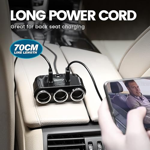 YANTU Cigarette Lighter Adapter & Splitter with 150W 3-Sockets & LED  Ambient Lighting, Dual USB Fast Charging Car Outlet 12V, Car Cigarette  Lighter Socket Plug Extension for Vehicles in Dubai