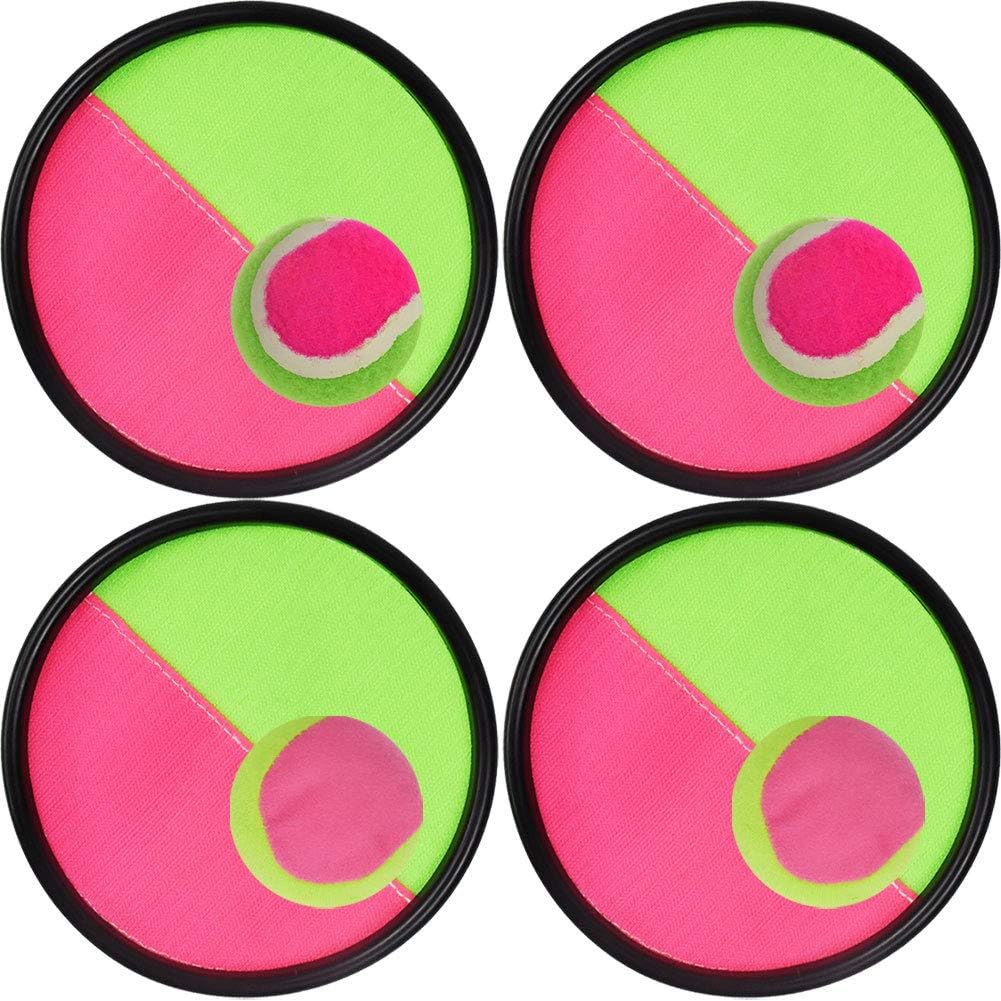 Toss and Catch Ball Set Disc Paddle and Toss Ball Game Set for Kids and Adult, 4 Set