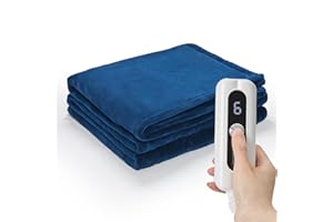 SNUGSUN Heated Blanket Twin Size 62"x 84", Microplush Flannel Electric Blanket, Soft Durable & Anti-Pilling Heating Blanket, Fast Heating ETL & FCC, 6 Heating Levels &10 Hours Auto-Off, Pageant Blue