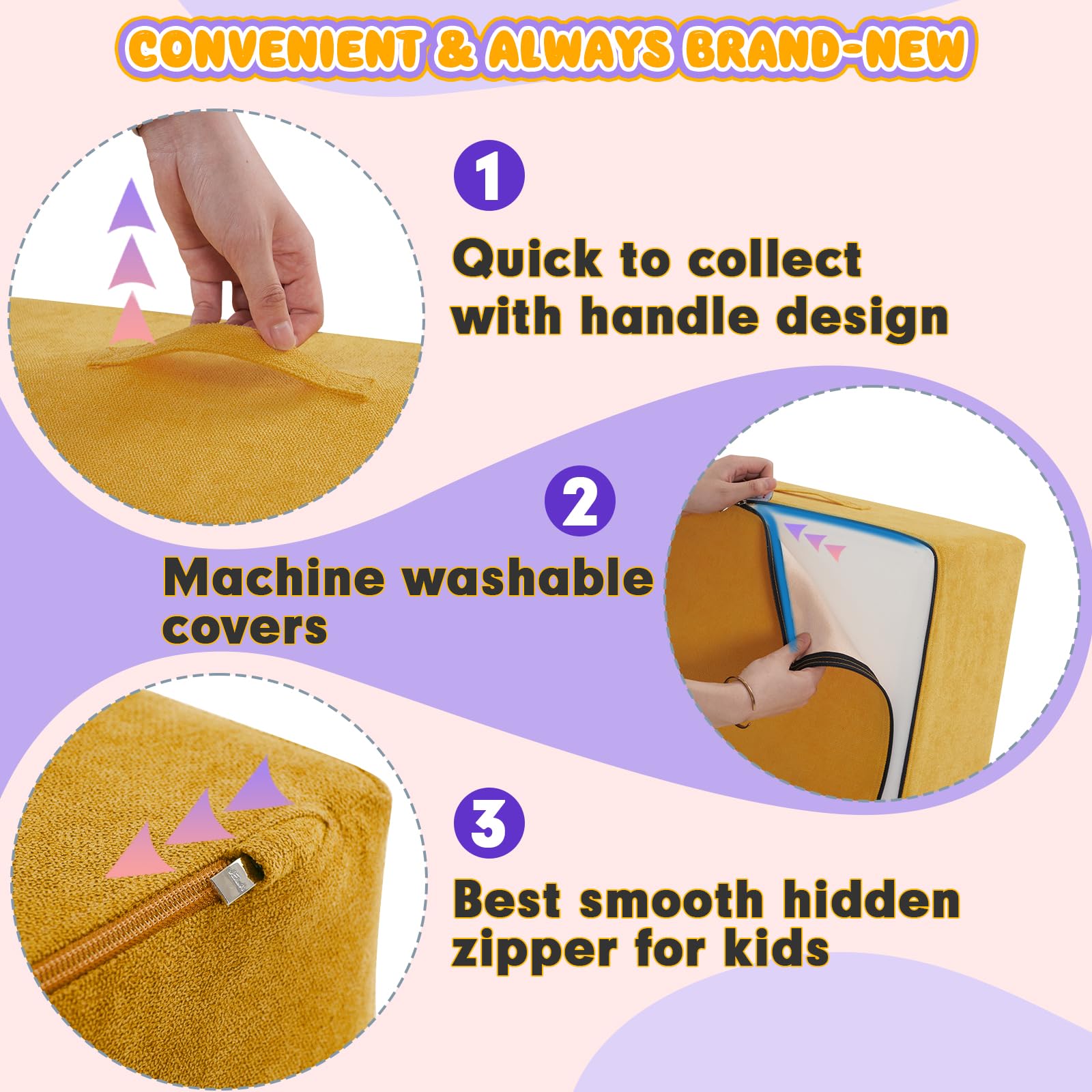 jela Kids Foam Climbing Blocks 6Pcs Soft Play Equipment Miss Fabric, Toddler Climbing Toys Indoor Soft Play Climbing Set, Lightweight Climbing Blocks for Toddlers, Crawling Foam Playset (Colorful)