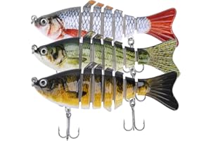 A AKRAF Lifelike Fishing Lures for Bass, Trout, Walleye, Predator Fish - Realistic Multi Jointed Fish Popper Swimbaits - Spinnerbaits Lure Fishing Tackle Kits - Freshwater and Saltwater Crankbaits - 3 Pack