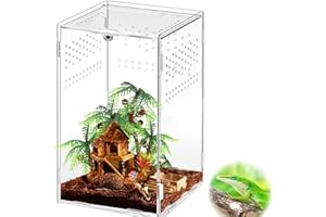 AMZTEMU Mini Reptile Terrariums Tank, Tarantula Enclosure, Chameleon cage, Amphibians Habitat Cages for Small Reptiles, Gecko