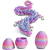 Flavery 3D Printed Dragon in Egg - Flexible Rainbow Crystal Dragon Inside, Colorful Fidget Toy, Birthday Gift, Desk Pet Figure - 12” Dragon (Candy Rainbow)