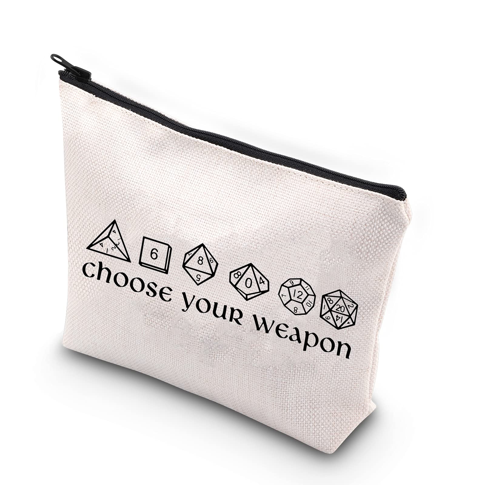 PLITI Gamer Gift Dungeons D20 Dice Makeup Bag Weapon of Choose DND Makeup Bag D20 Dice Role Playing Nerdy Gift(Weapon masterU)