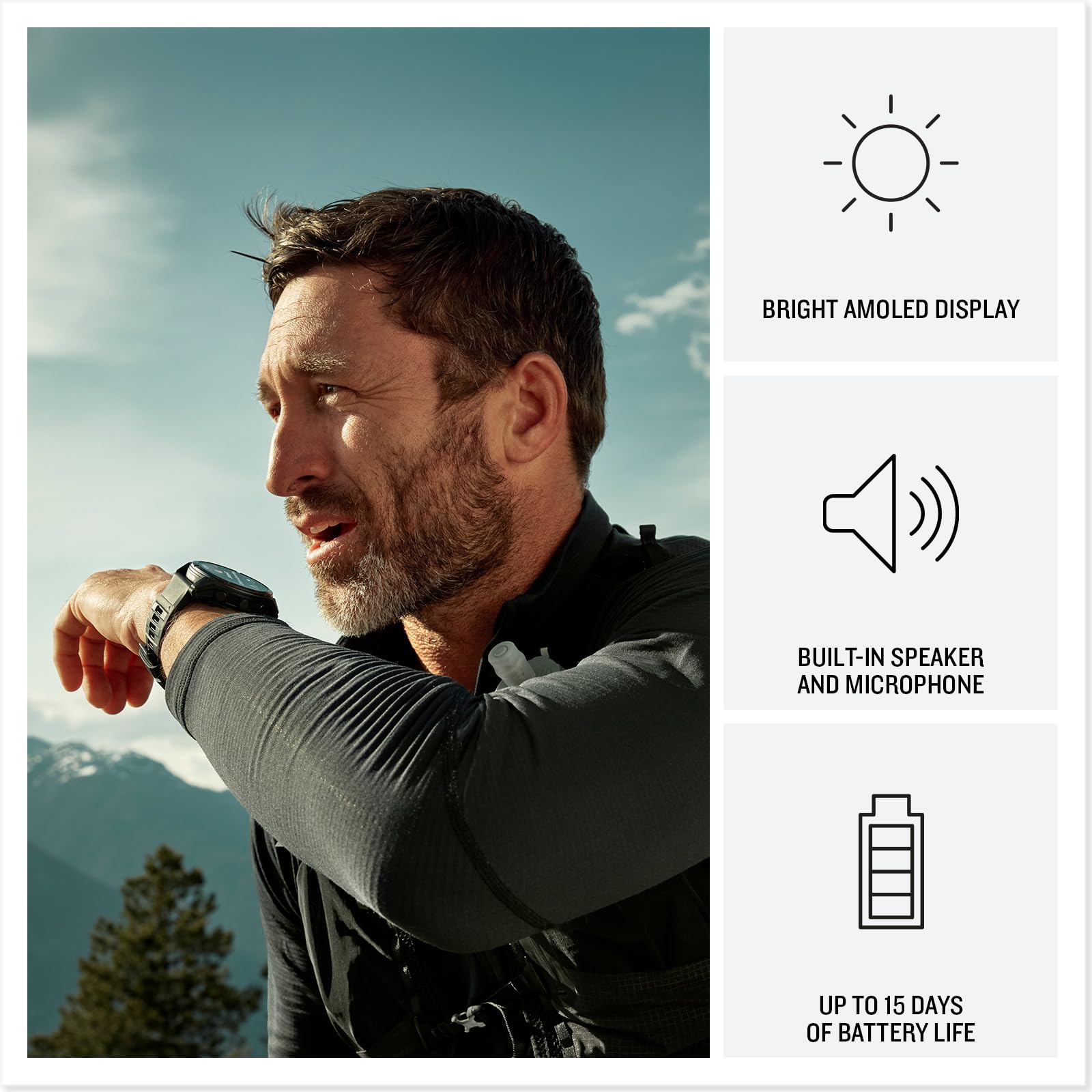 Garmin fēnix® 8 Pro, 47mm, AMOLED Display, Premium Connected Multisport GPS Smartwatch, inReach® Technology, Sapphire, Carbon Gray DLC Titanium with Black/Pebble Gray Silicone Band