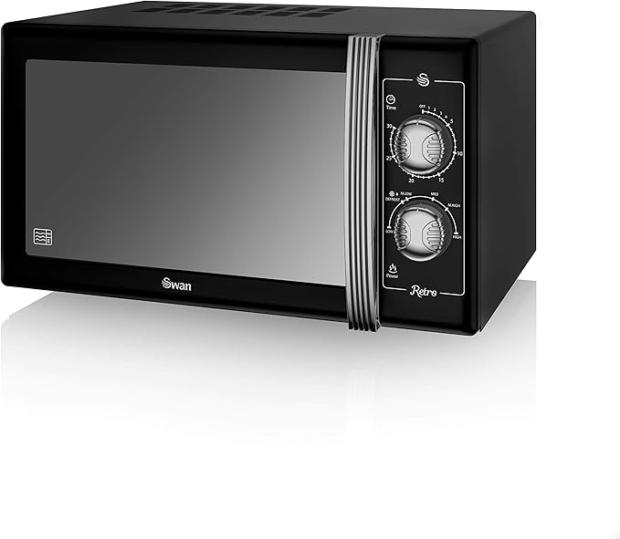 SWAN Retro Manual Microwave, 25 Litre, 900 W, Black Amazon.co.uk