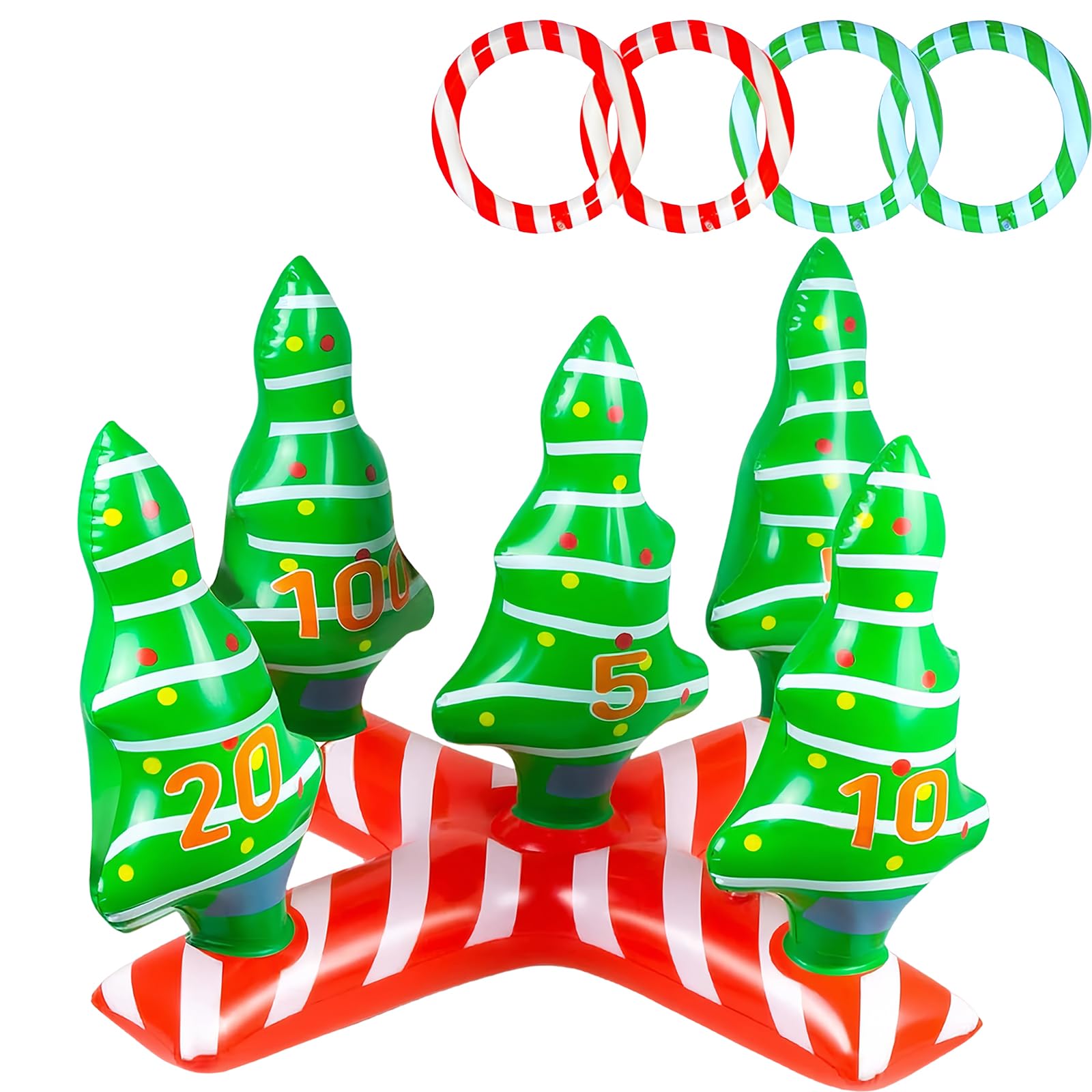 Christmas Ring Toss Game Inflatable Christamas Tree Rings Toss Toys,Christmas Toss Games Props Christmas Game for Kids,Adult Family Xmas Indoor Outdoor Party,Christmas Stocking Filler Games