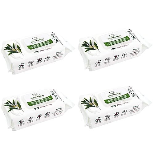 Best Pet Supplies Pet Wipes for Dogs - Dog Wipes Cleaning Deodorizing, for Coats, Ears, Paws - Cleansing, Tea Tree, 400 Count