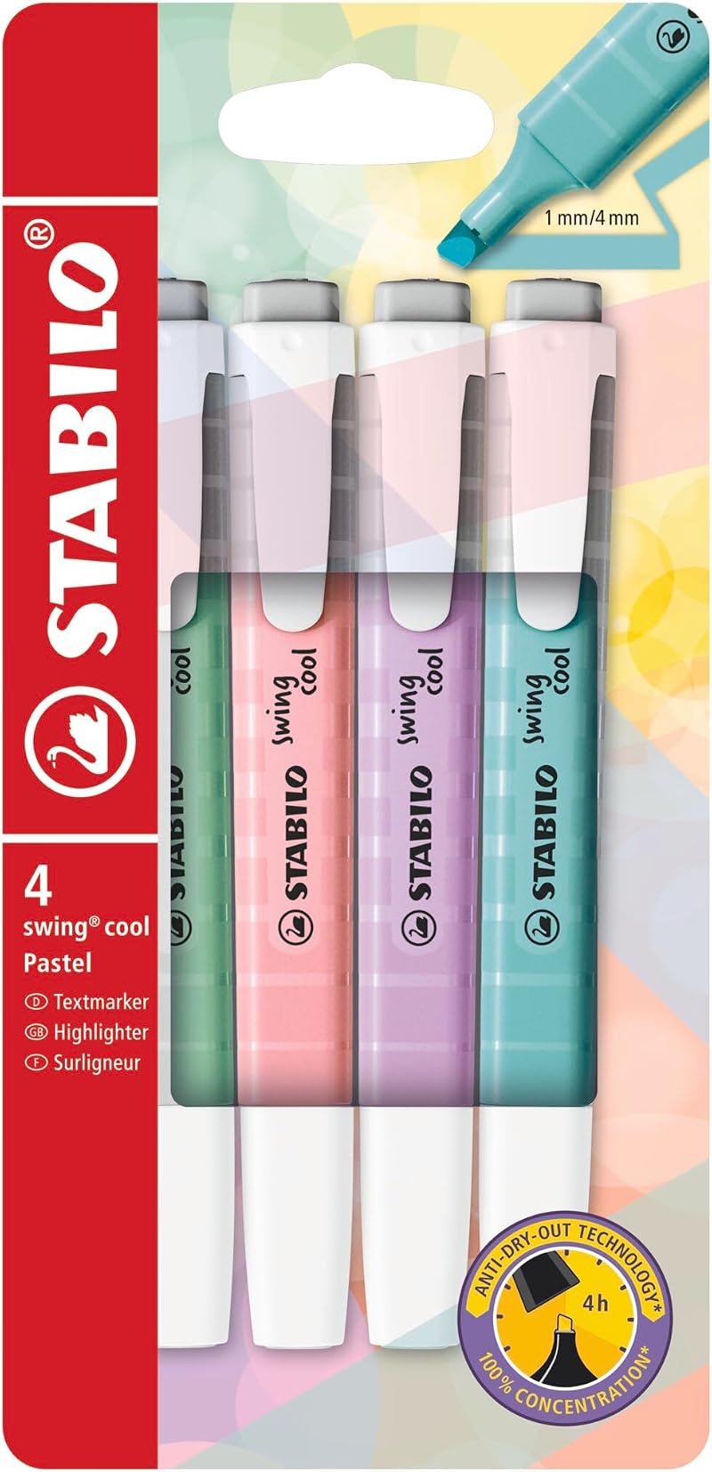 STABILO 275/4-08 Wallet Swing Cool Pastel Highlighter Pack of 4