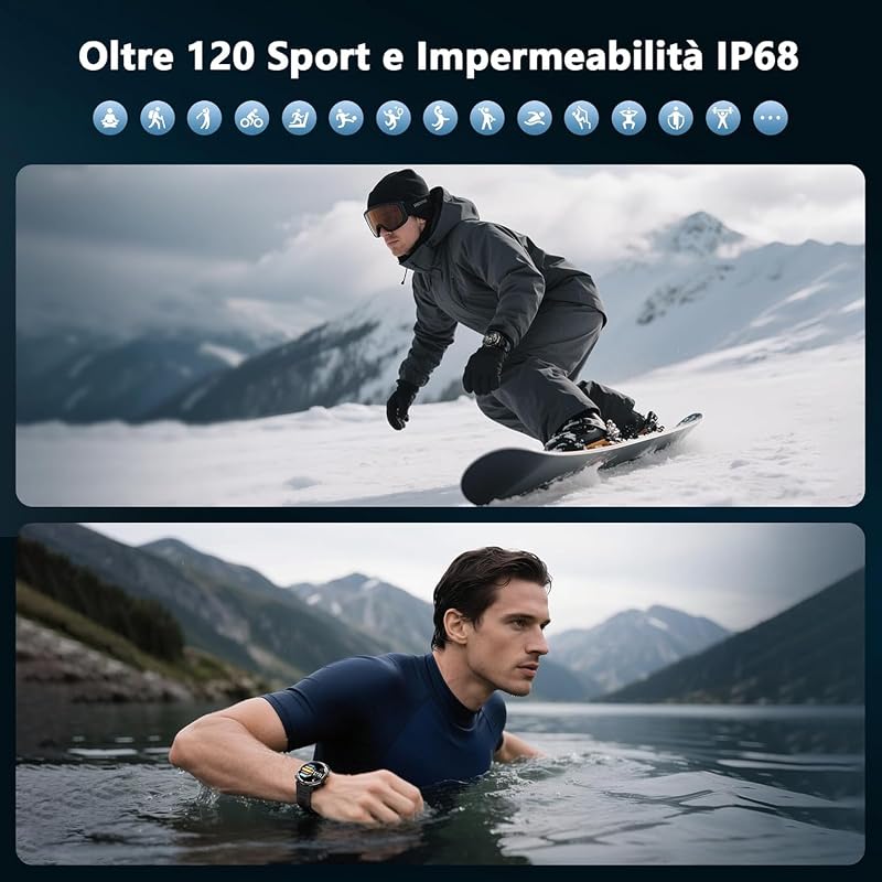 Smartwatch Uomo con Batteria 960mAh, Torcia LED, Bussola