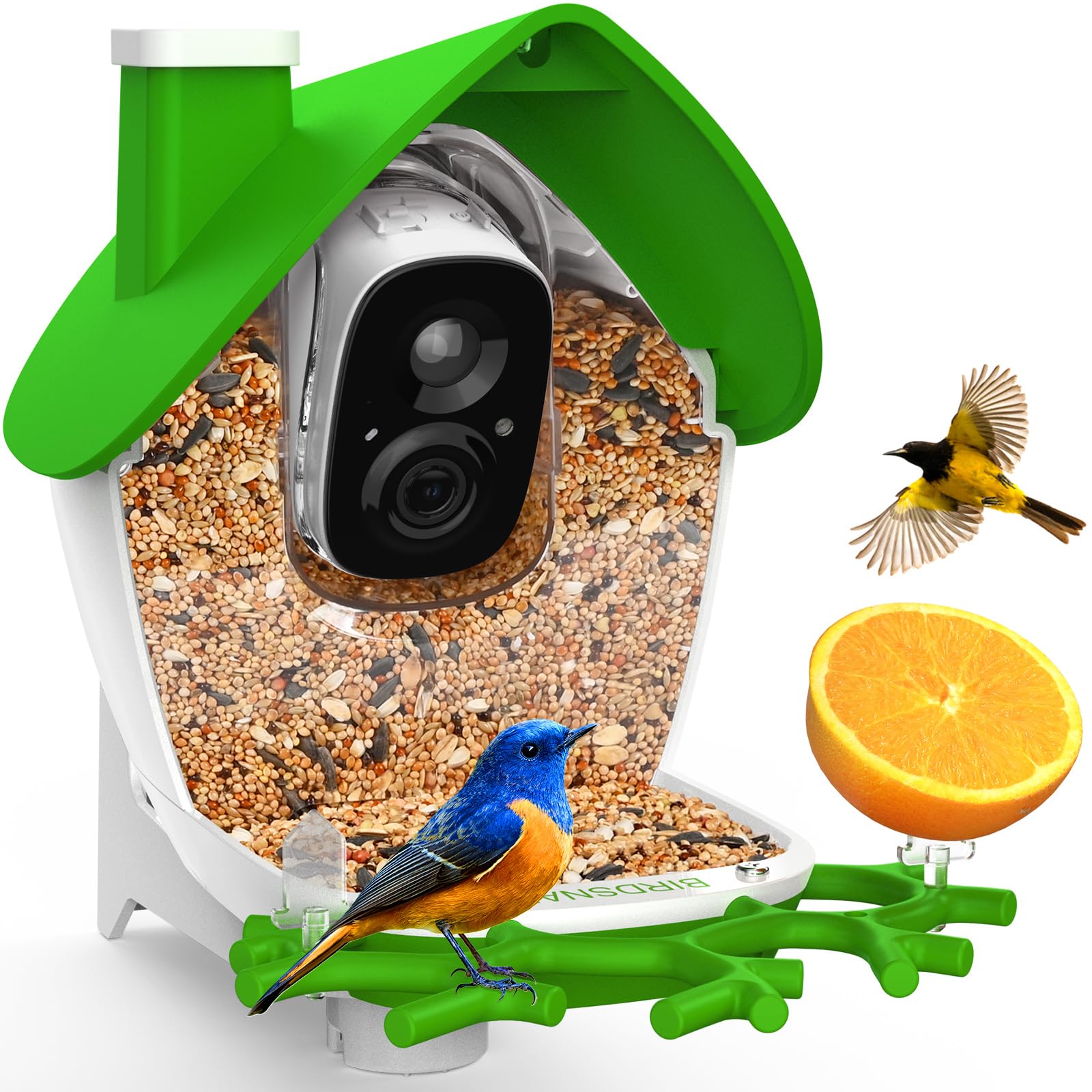 birdsnap® MON - Bird Feeder with Camera, 2K Detachable Video Bird Feeder Live with 32GB Card Fruit Fork, AI Identify Feather Species, Auto Record in Backyard, Ideal Gift for Birds Lover Image