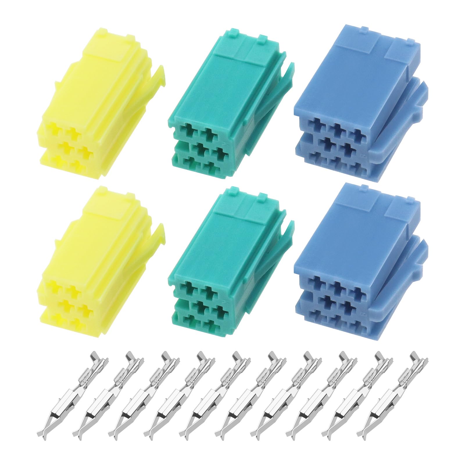 EMSea 2 Sets Car Radio Mini ISO Connector Housing with Pins for CD Changer Line In - Aux DAB Mini ISO Terminal Block Socket Connector Repair Kit