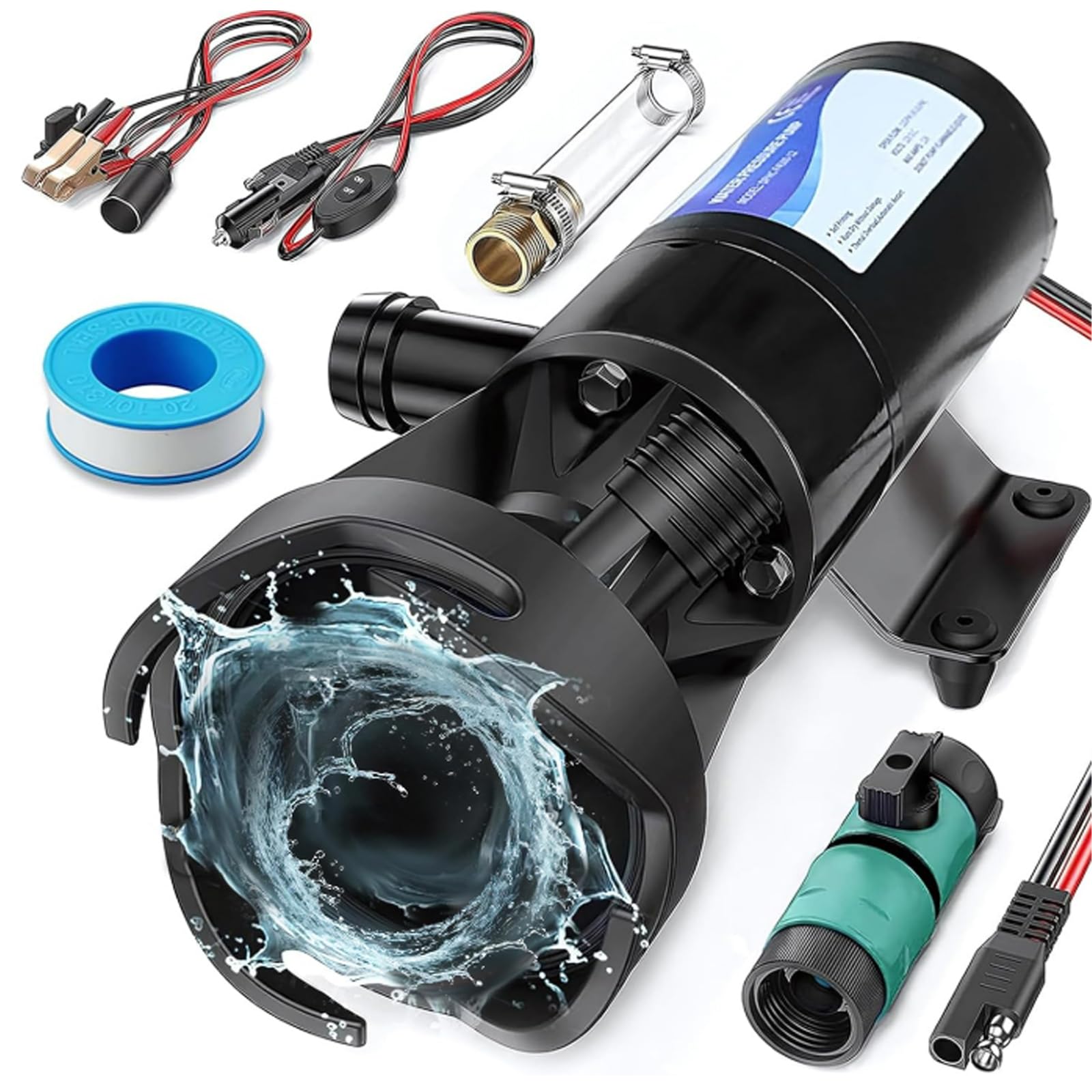 Photo 1 of BELZAR RV Macerator Pump 12V 12 GPM Lift 10FT Suction 3.2FT 43.5PSI, Macerator Pump for RV Yacht Bathroom Kitchen Universal Use, Portable Waste Water Pump, Quick Release Sewage Crushing Function