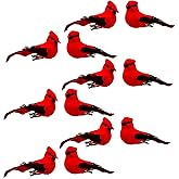YCHTEWY-Cardinal Clip On Christmas Tree Ornament Decorations - Set of 12 Pieces Size is 2.8" (B)