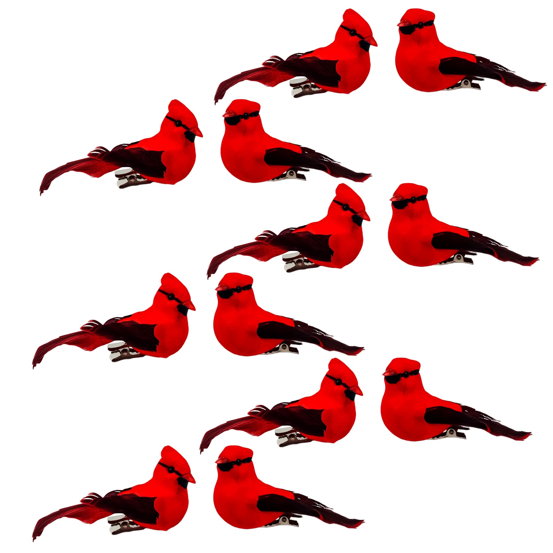 YCHTEWY-Cardinal Clip On Christmas Tree Ornament Decorations - Set of 12 Pieces Size is 2.8" (B)