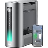 DREO 6L Smart Humidifiers for Bedroom, Warm &amp; Cool Mist for Large Room | 60-Hour Quiet Runtime, 500ML/H Output, Smart Humidity Sensor, Indicator Light, App Control, Works with Alexa &amp; Google, Silver
