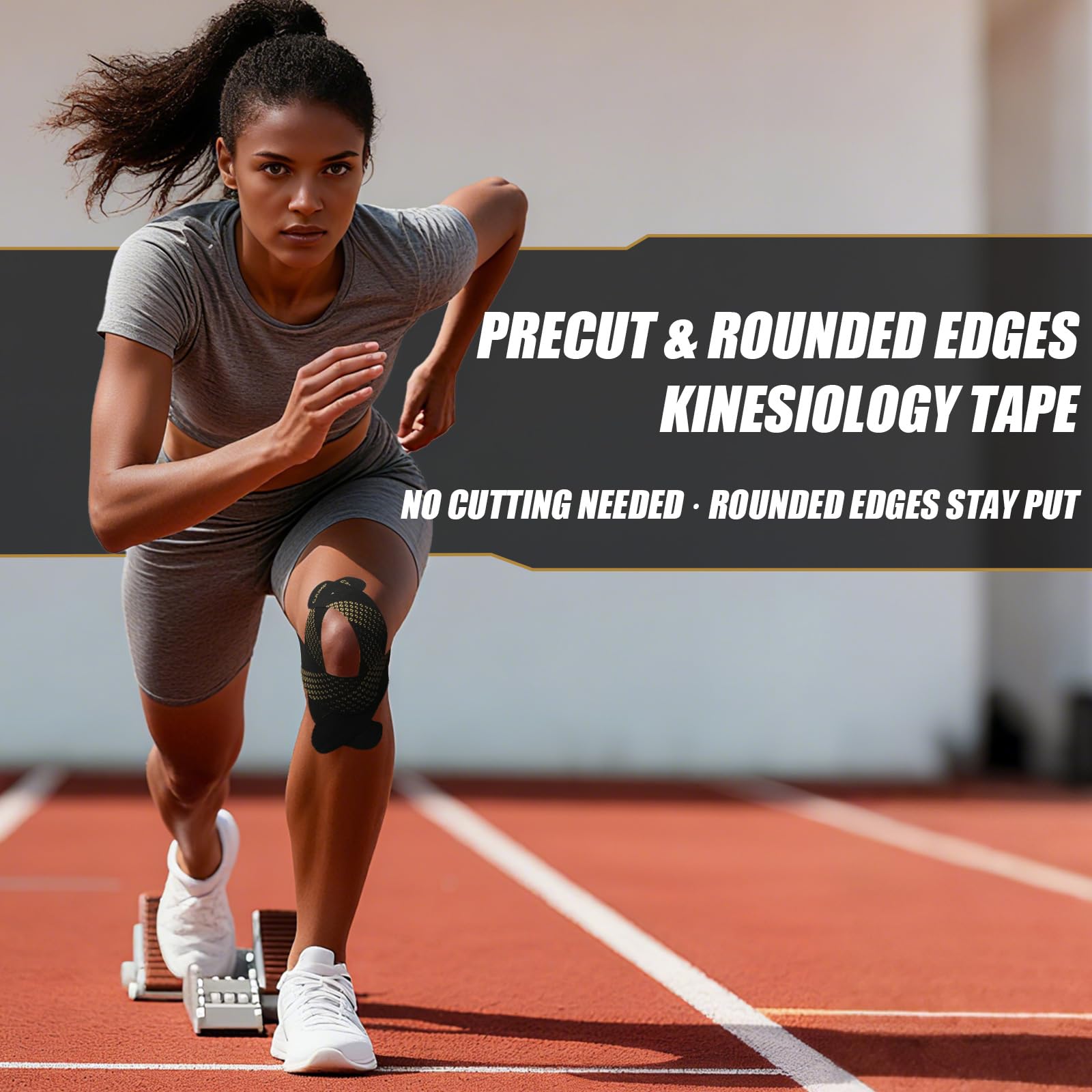 GJUMP Kinesiology Tape, Precut Athletic Sports Tape 40 Strips (2 Rolls), Waterproof Breathable Muscle Tape for Pain Relief & Joint Support