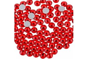 Beadsland 288pcs Flat Back Crystal Rhinestones Round Gems for Nail Art and Craft Glue Fix,Light Siam,SS34,7.1-7.3mm