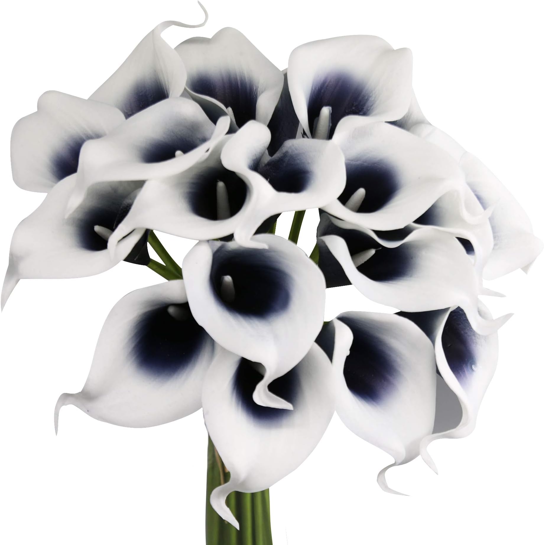 Angel Isabella, LLC 20pc Set of Keepsake Artificial Real Touch Calla Lily with Small Bloom Perfect for Making Bouquet, Boutonniere,Corsage (Picasso Navy)