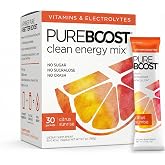 Pureboost Sugar-Free Clean Energy Booster Drink Mix, Citrus Sunrise 30ct | B12 vitamins, low sodium electrolytes &amp; antioxidants. 25 vitamins and minerals. No sucralose.
