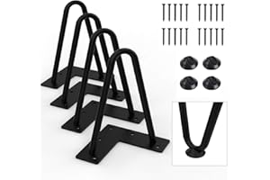 Orgerphy 6” Black Hairpin Furniture Legs(4PCS) | Heavy-Duty Hairpin Legs End Table Legs| with Screws and 4pcs Bonus Rubber Floor Protectors | Metal Table Legs Desk Legs Furniture Legs for DIYers