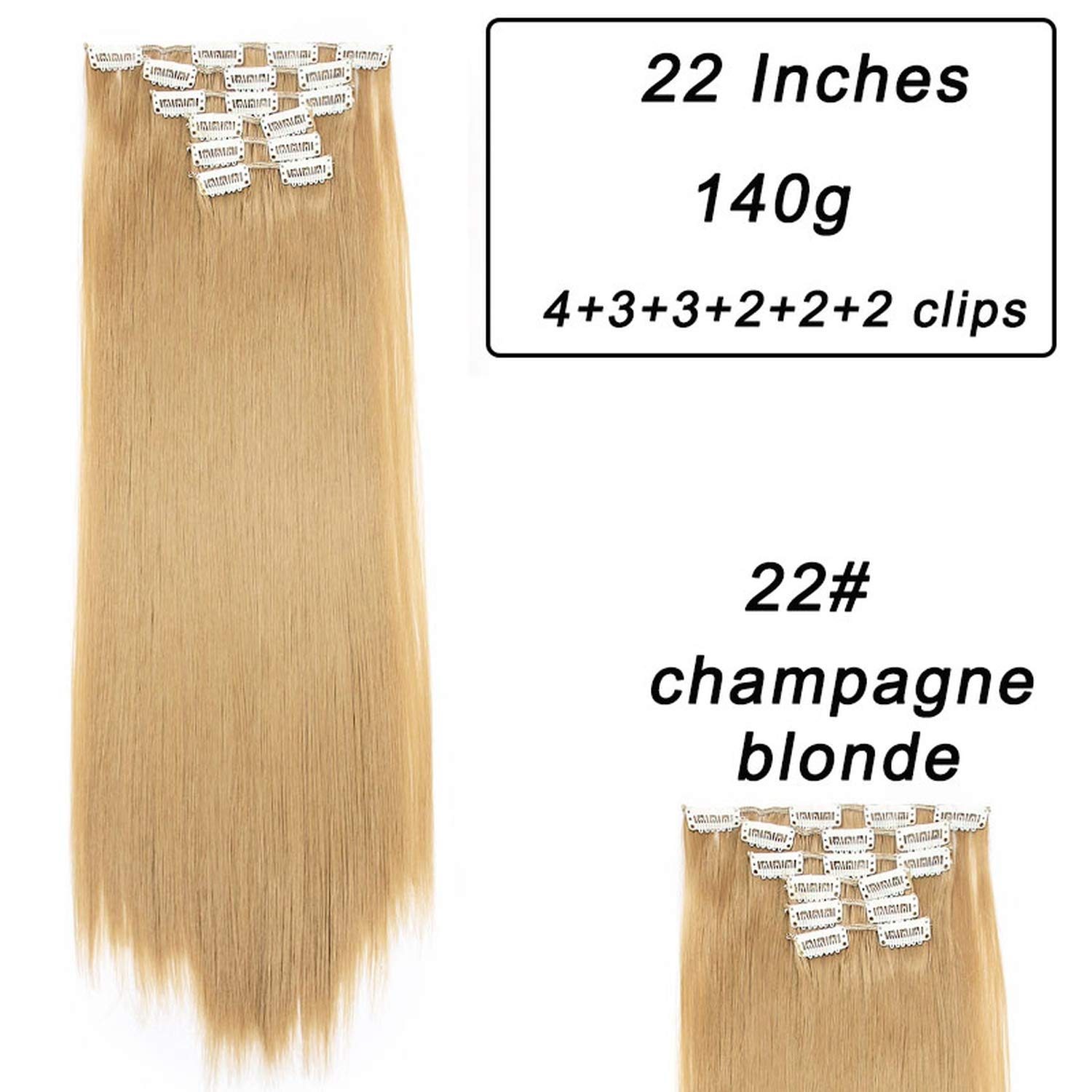 Amazon Com Long Blond Hair Synthetic Clips In Hair Extensions