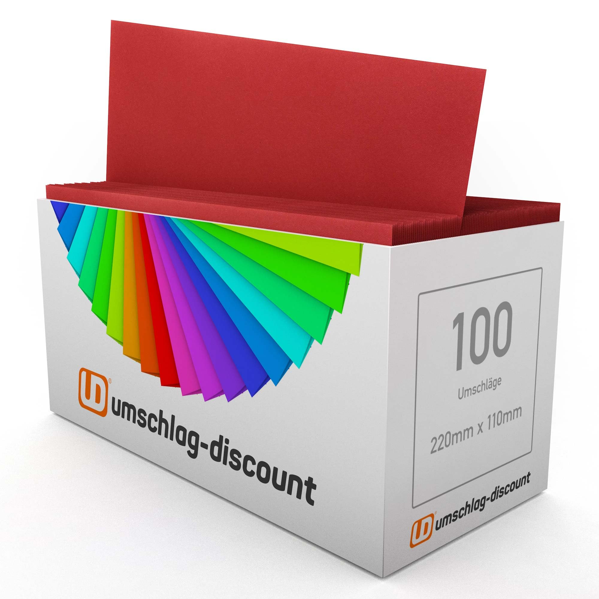 100 Envelopes, Cadmium, Dark Red, 220 x 110 mm, self-Adhesive