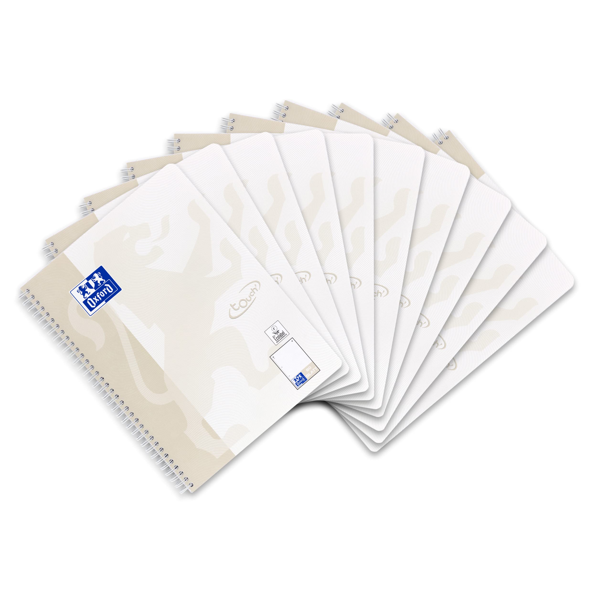 Oxford Touch College Notepad A4 Squared/Dotted, 80 Sheets, Light Grey, Pack of 10