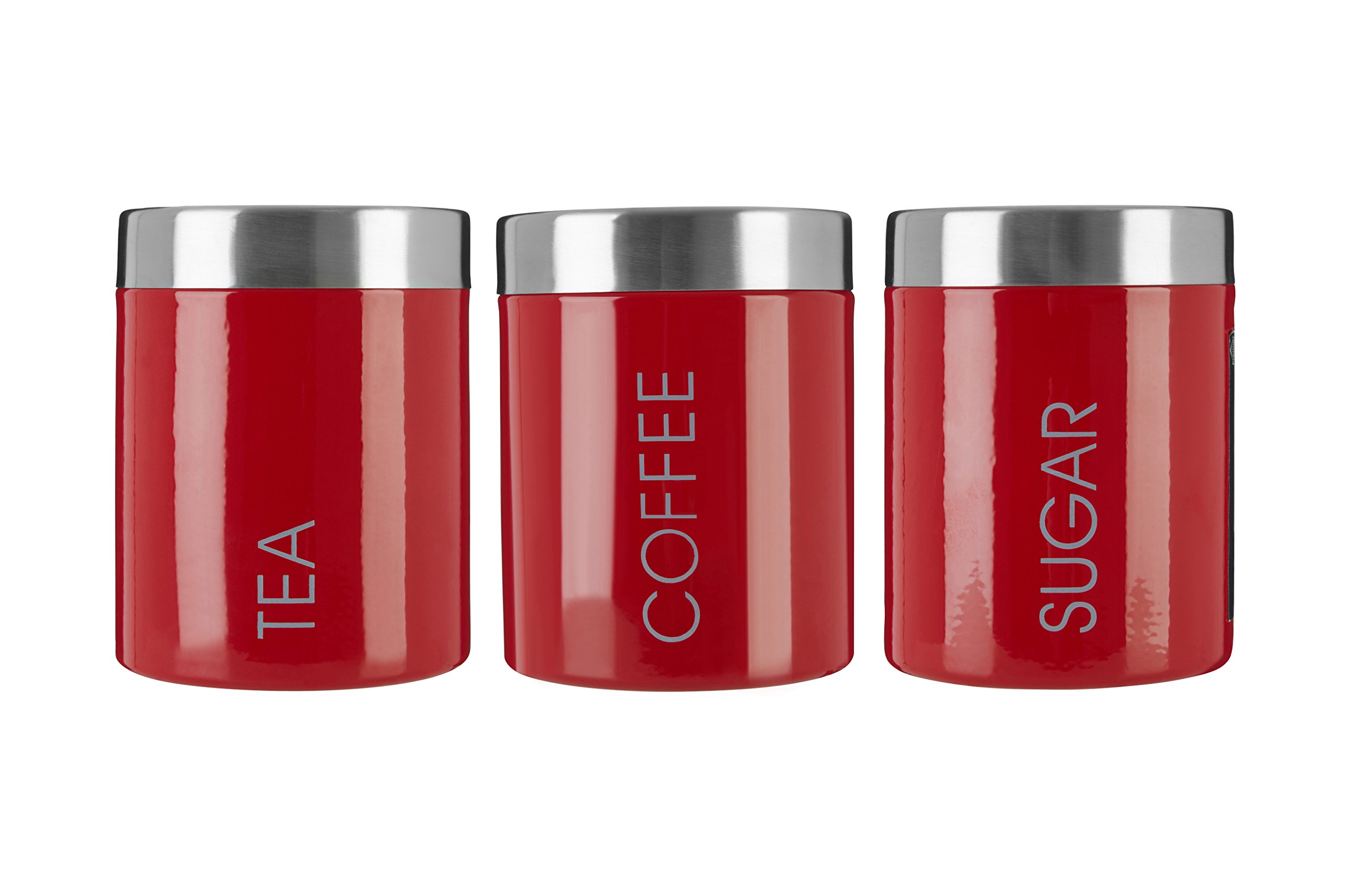 Premier Housewares Liberty Tea, Coffee and Sugar Canisters - Set of 3, Red