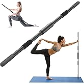 Scisum Yoga Stick 58 Inch Sturdy Alloy Steel - Adjustable Stick for Exercise, Stretching, Balance - Versatile Exercise Stick with Non-Slip Ends, Neck Cushion and Adjustable Grip Cushions
