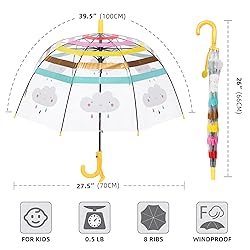 RONIARE Kids Clear Umbrellas for Rain Dome Bubble